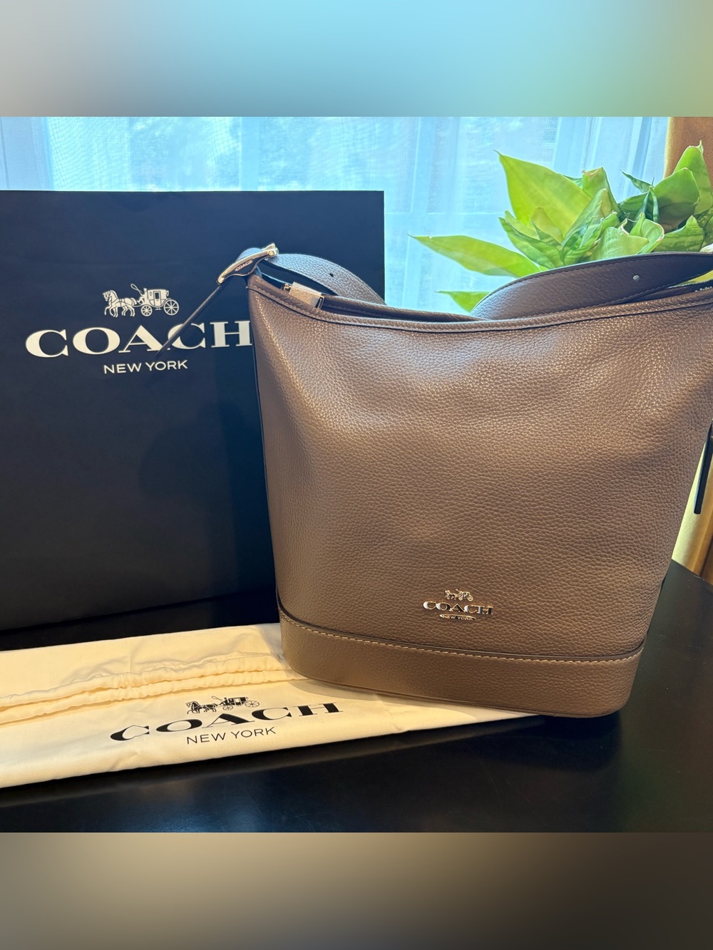 Coach Jude Duffle Bag in Dark Stone, NWOT with dust bag and shopping bag